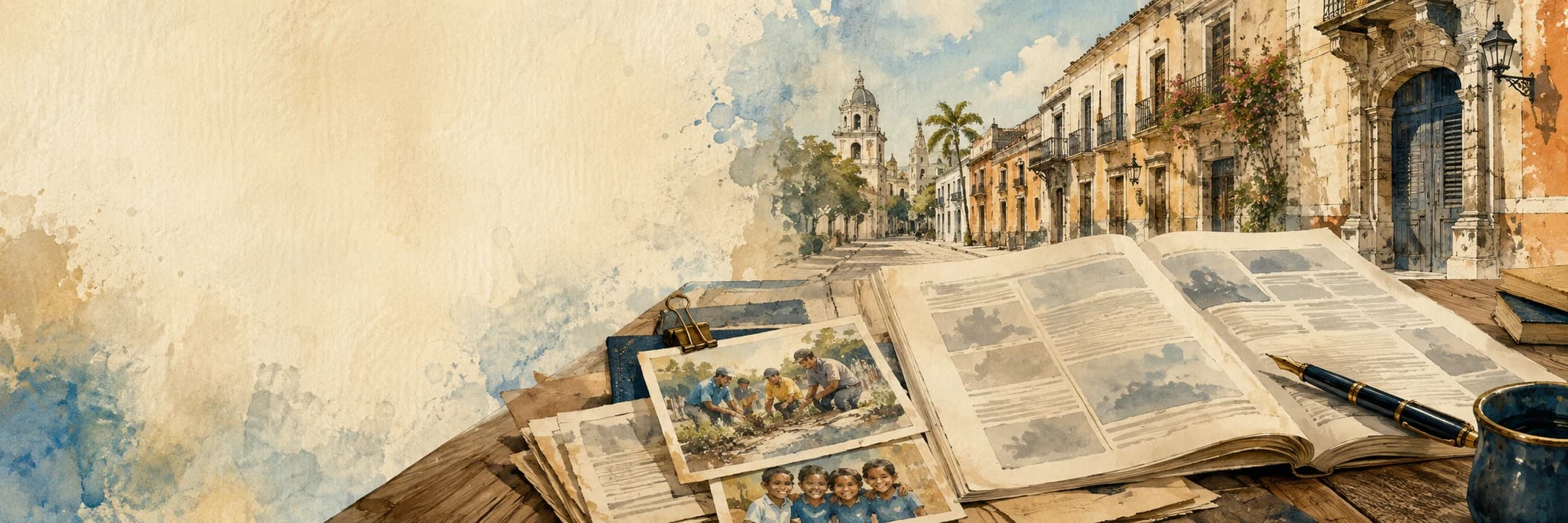 Ilustración editorial de una publicación sobre servicio y comunidad